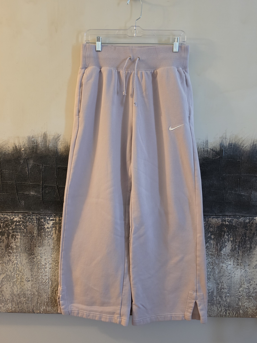 Nike Lavender Phoenix Fleece Drawstring Sweatpants Women M Wide-Leg Pockets
